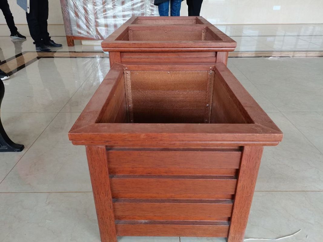 Fiberglass diperkuat kayu biji-bijian kotak bunga untuk Taman Hotel atau Commecial Square